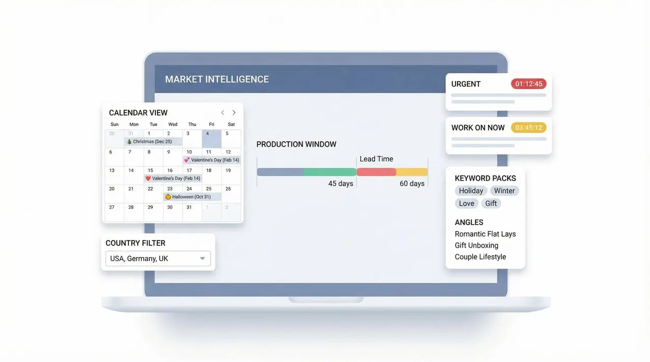 StockTag Market Intelligence dashboard interface with calendar and trend lists
