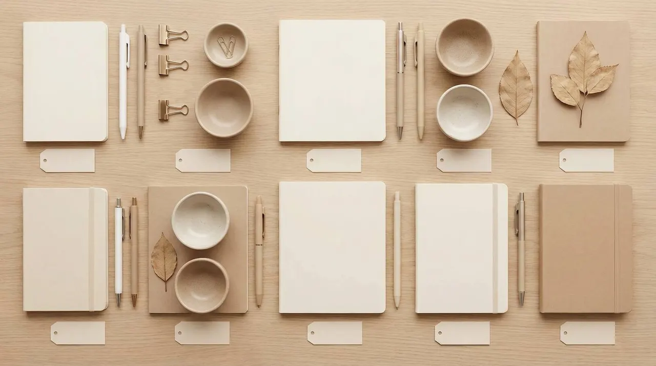 Overhead flat lay of themed PNG elements in a tidy catalog layout