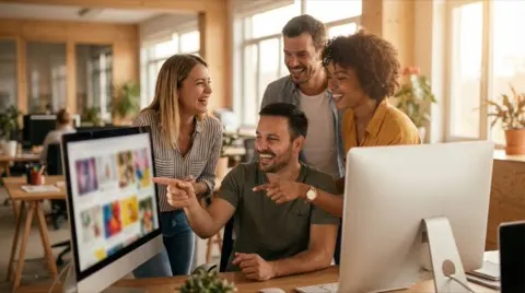 Team collaboration in modern office